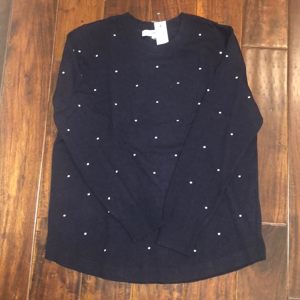 LOFT navy blue dotted sweater